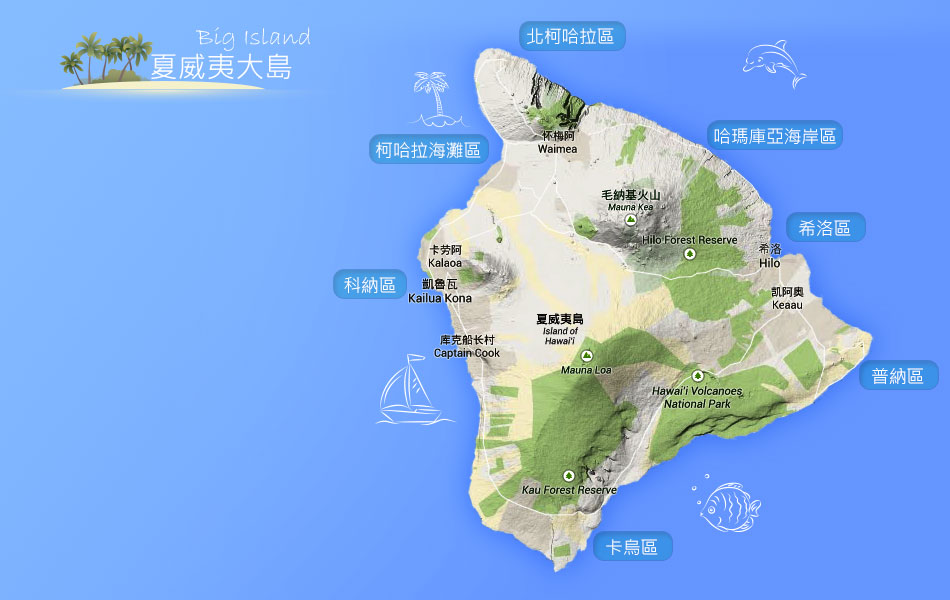 夏威夷大島地圖